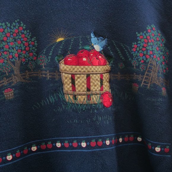 Vintage Jerzees Morning Sun Sweatshirt Birdhouses Red L Made In USA Embroidery - Picture 2 of 9